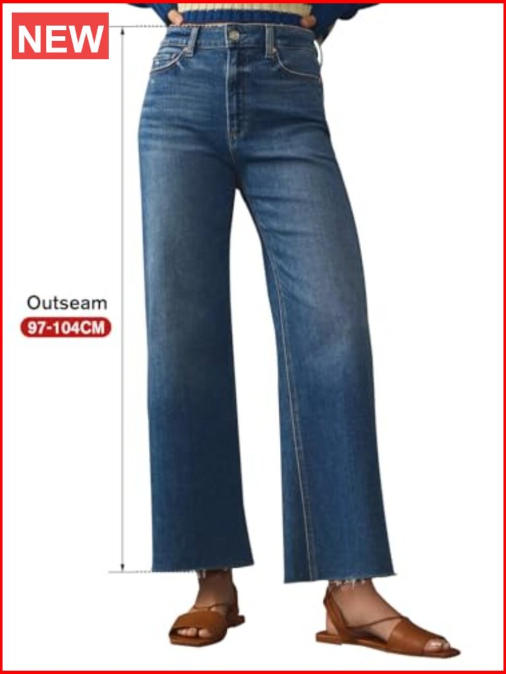 Stretchy Wide Leg High Waist Straight Leg Jeans for Women - Picture 2 of 6